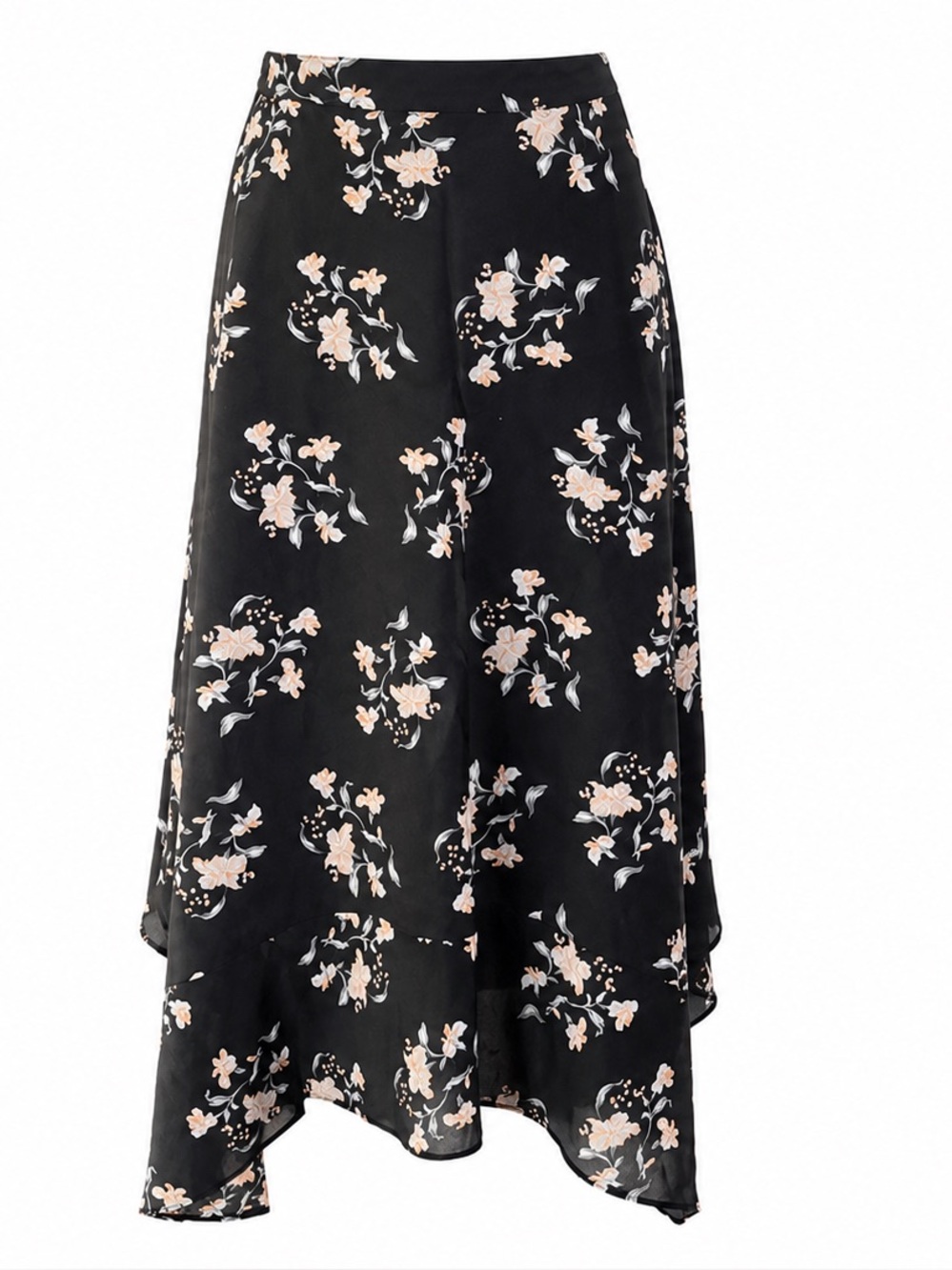 Romantic Coquette Floral Midi Skirt - Calvin Klein - Black Peach - L